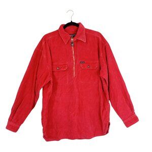 Vintage Structure Red Corduroy Half-Zip Shirt Jacket Size M Long Sleeve Casual